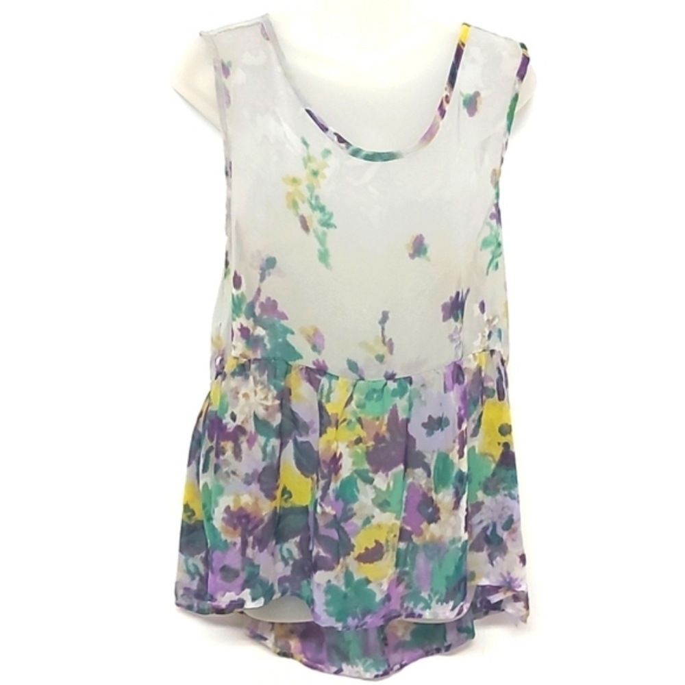3 for $25- Honey Punch Sheer Floral Blouse, Size L